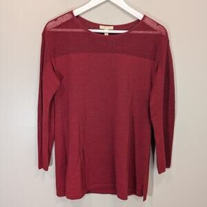 Eileen Fisher Washable Wool Sweater Tunic Mesh Bateau Neck Cottage Classic Sz PM